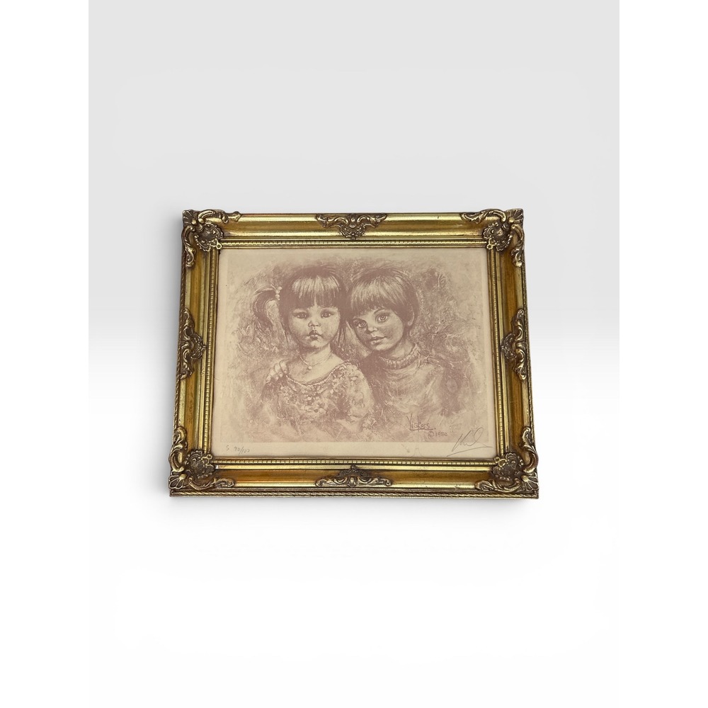 Vintage 1980 Vickers Signed Limited Edition Print 90/100 Ornate Gold Frame 16x14